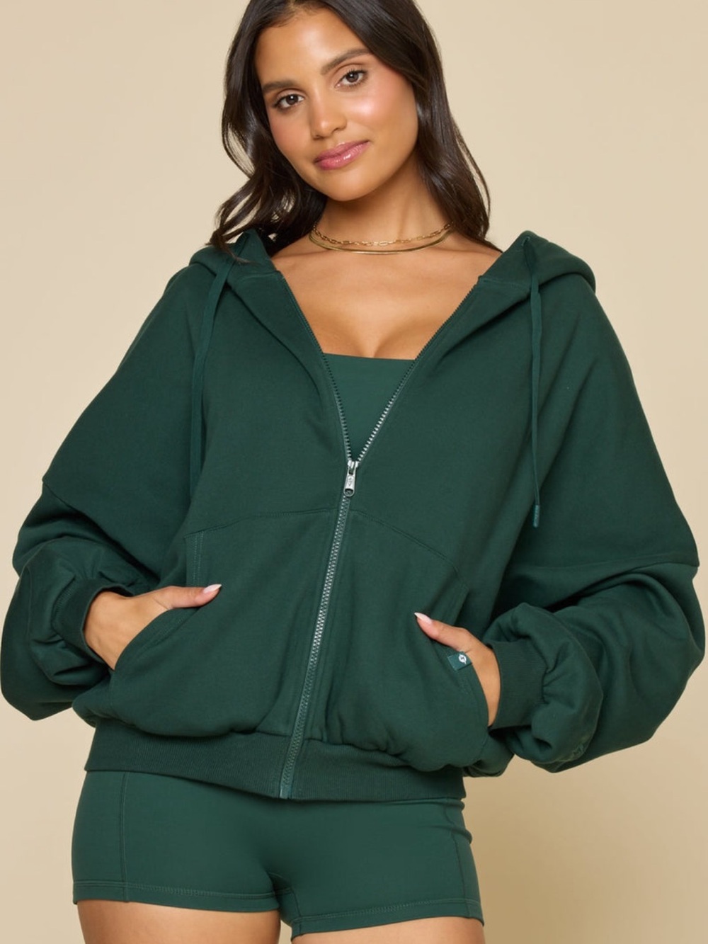 POPFLEX Forest Green Zip Hoodie